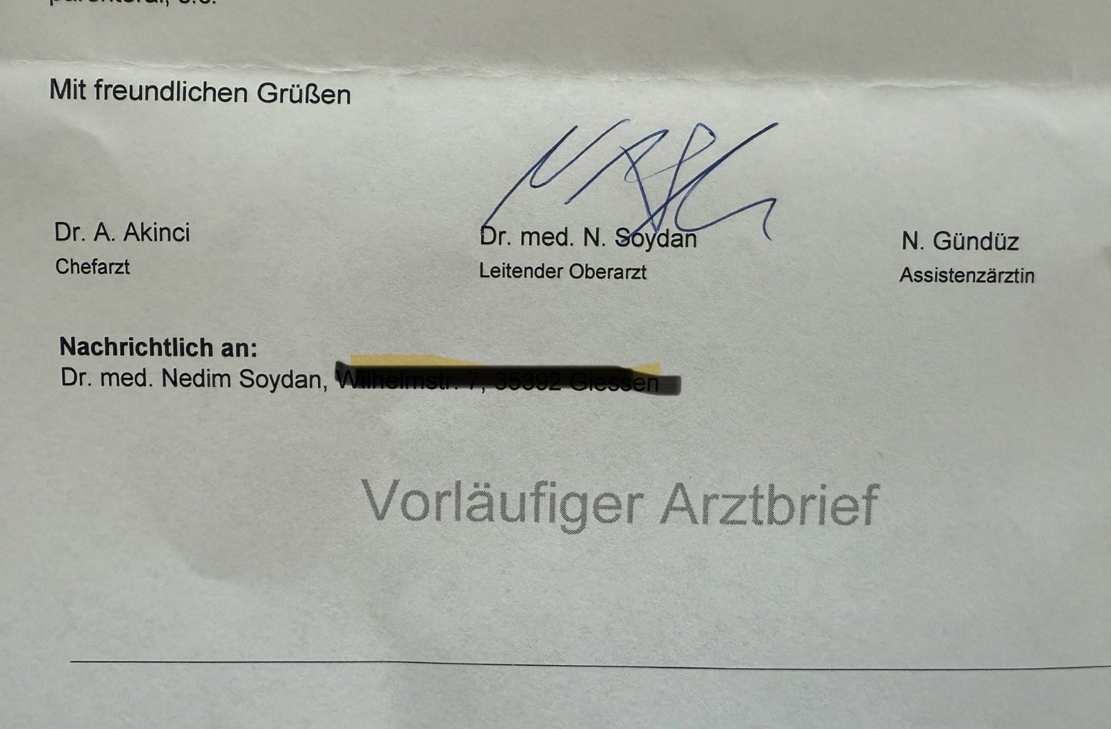 Almanya’da bir Hastane Raporunda Türk Hekim İmzası