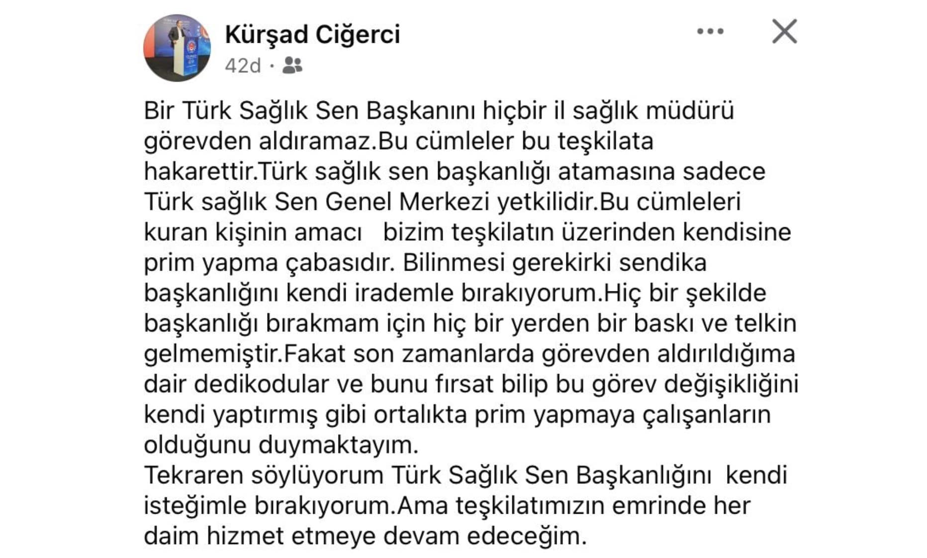 Türk Sağlık Sen Gümüşhane’de İstifa Krizi! Türk Sağlık Sen Gümüşhane